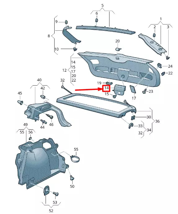 NEW VOLKSWAGEN T-ROC A11 REAR LID PANEL SUPPORT 2GA86028582V