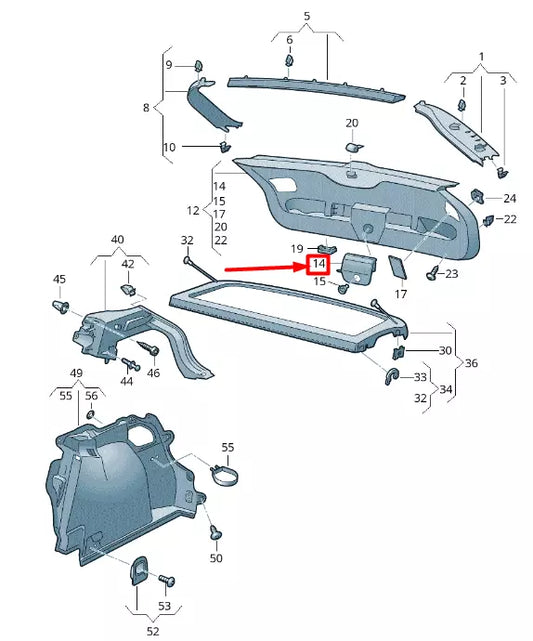 NEW VOLKSWAGEN T-ROC A11 REAR LID PANEL SUPPORT 2GA86028582V