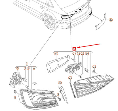 NEW AUDI A3 8V REAR RIGHT INNER LED TAILLIGHT 8V5945094J ORIGINAL