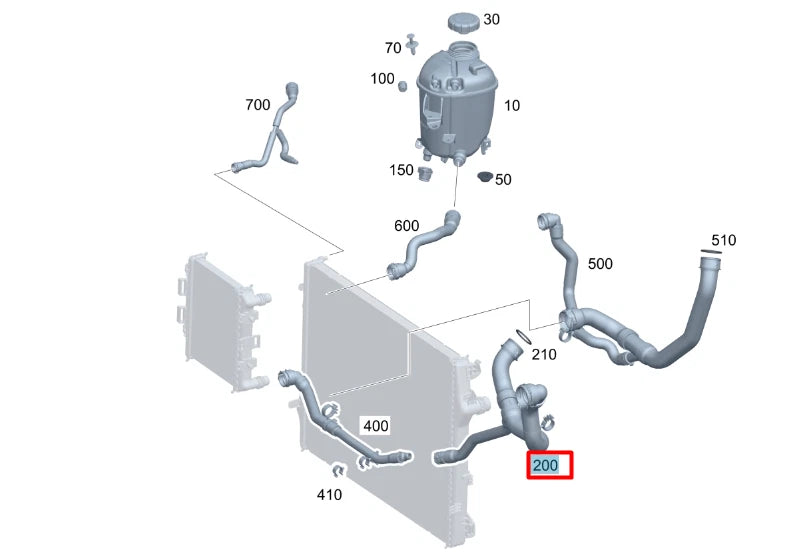 NEW MERCEDES-BENZ S W223 LEFT SIDE WATER RADIATOR HOSE A2235012002 ORIGINAL