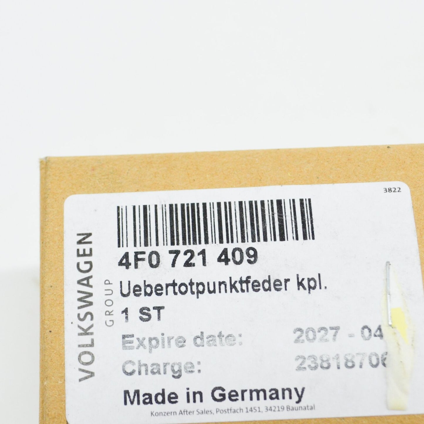 NEW AUDI A4 B8 CLUTCH PEDAL OVER-CENTER SPRING LHD 4F0721409 ORIGINAL