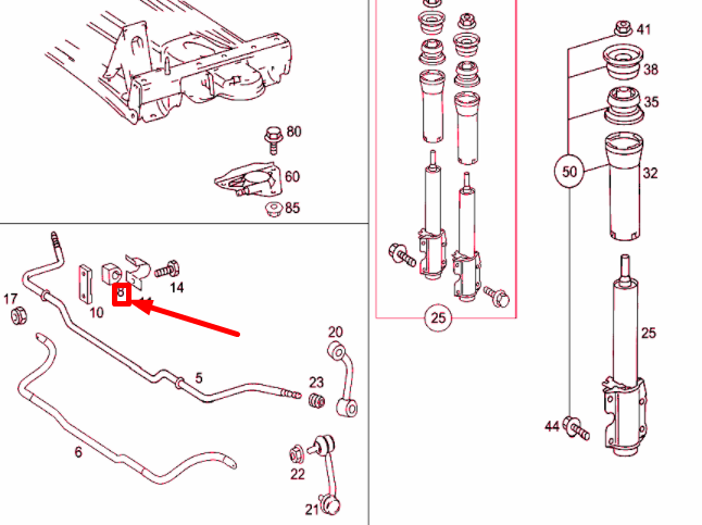 NEW MB SPRINTER W903 FRONT TORSION BAR RUBBER BUSHING A9053230485 ORIGINAL