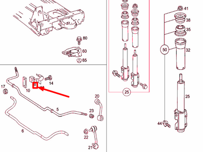 NEW MB SPRINTER W903 FRONT TORSION BAR RUBBER BUSHING A9053230485 ORIGINAL