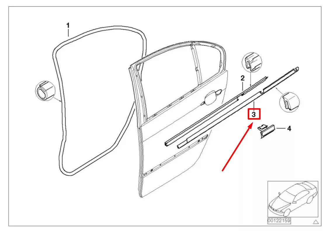NEW BMW 3 E46 REAR RIGHT MATTE SHADOWLINE TRIM 51348194710 8194710 ORIGINAL