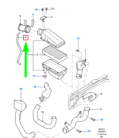 new ford mondeo mk3 right air box connecting tube 4779447 2s7e-6758-ad original
