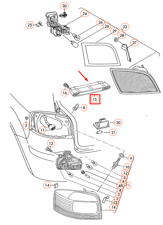 NEW AUDI A3 8P ADDITIONAL BRAKE STOP LIGHT 8P4945097C ORIGINAL