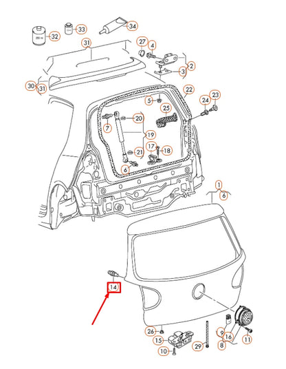NEW VW GOLF MK5 REAR LID ADJUSTABLE STOP BUFFER 6Q6827499C ORIGINAL