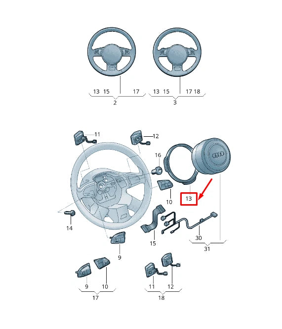 NEW AUDI Q3 8U STEERING WHEEL TRIM 8K0419689V58 8K0419689 V58 ORIGINAL