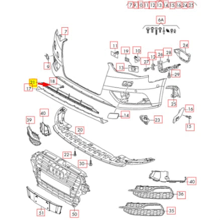 NEW AUDI A3 8V FRONT LOWER CENTER GRILLE 8V58076479B9