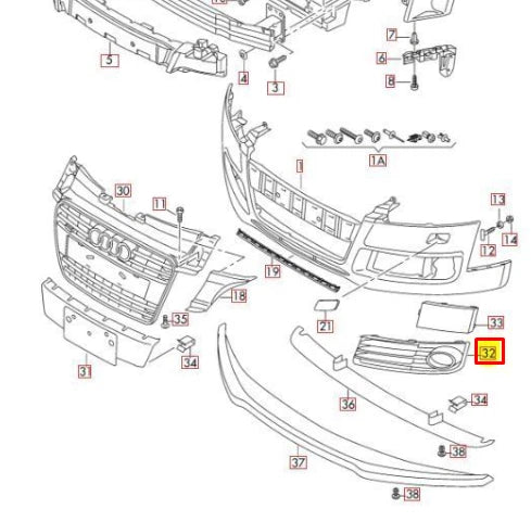 NEW AUDI TT 8J3 FRONT BUMPER LEFT FOG GRILLE 8J0807681K3FZ