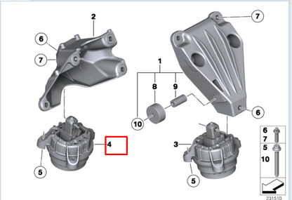 new bmw 5 gran turismo f07 right side engine mount 22116859846 original