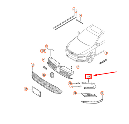 NEW VOLKSWAGEN JETTA A6 FRONT LEFT OUTER GLI GRILLE TRIM 5C6853665G9B9 ORIGINAL