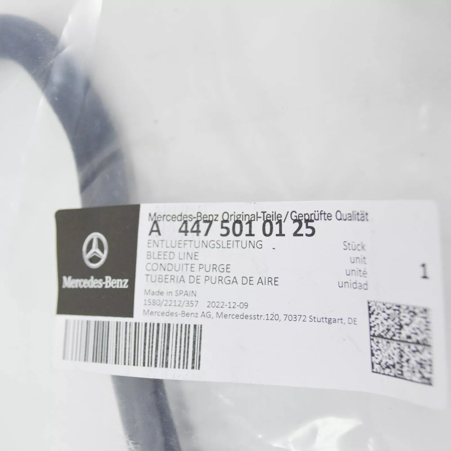 NEW MERCEDES-BENZ VITO W447 COOLANT BREATHER VENT LINE PIPE A4475010125 ORIGINAL