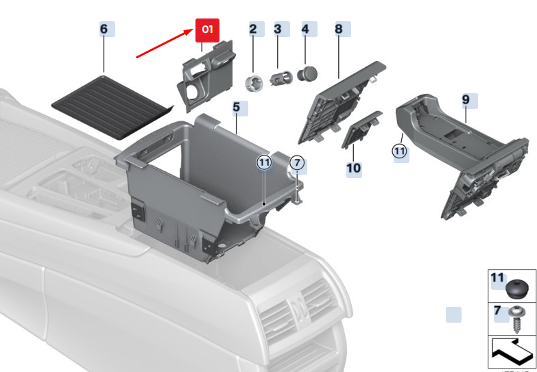 new bmw x5 f15 storage compartment trim 51169390526 9390526 original