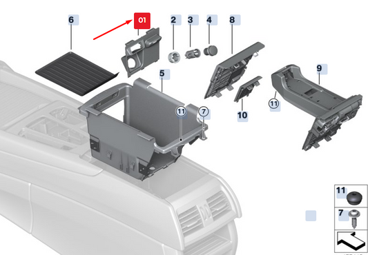 new bmw x5 f15 storage compartment trim 51169390526 9390526 original