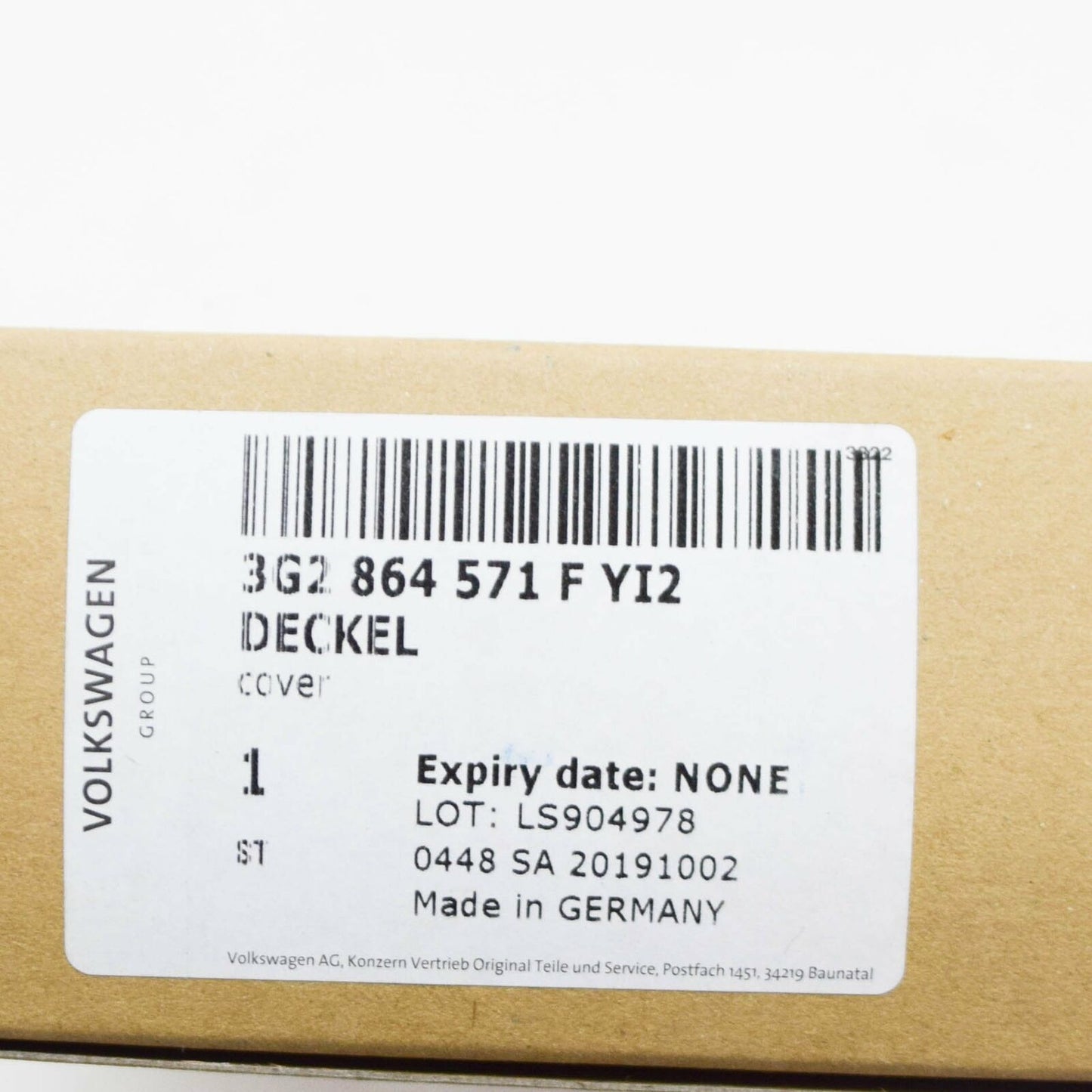 NEW VW PASSAT B8 ASHTRAY COVER RHD 3G2864571FYI2 ORIGINAL