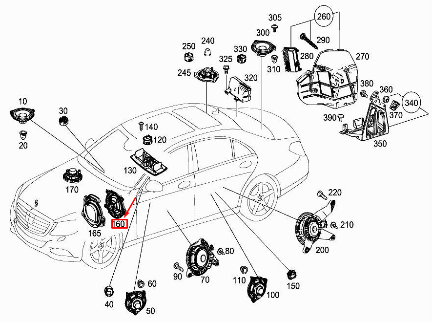 new mercedes-benz s w222 front footwell bass speaker a2228201802 original