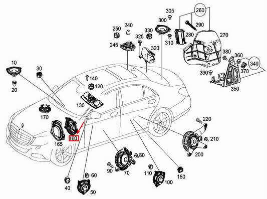 new mercedes-benz s w222 front footwell bass speaker a2228201802 original