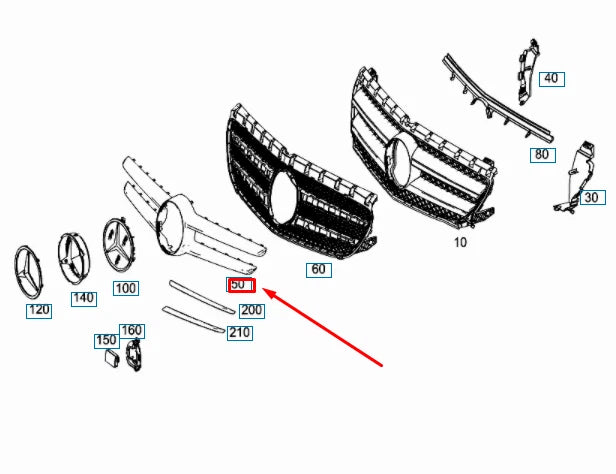 NEW MERCEDES-BENZ B W246 RADIATOR GRILLE ORNAMENTAL MOLDING A2468880073 ORIGINAL