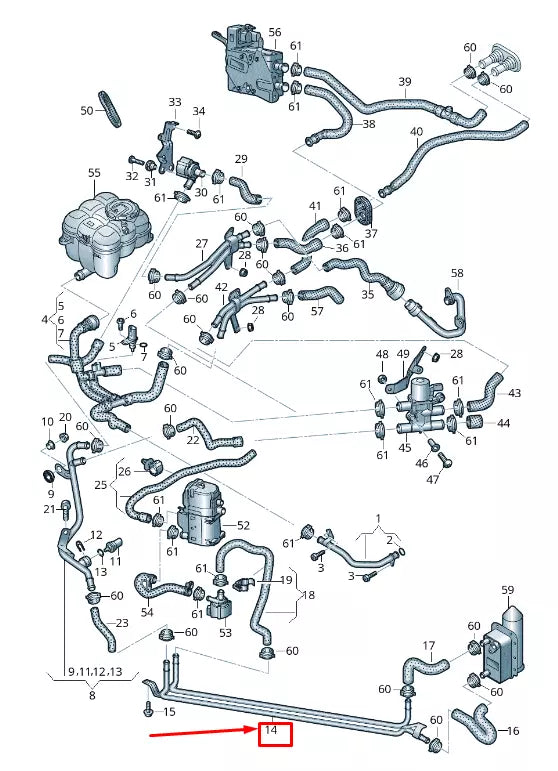 NEW AUDI Q7 4M ENGINE COOLANT PIPE 4M0819857B