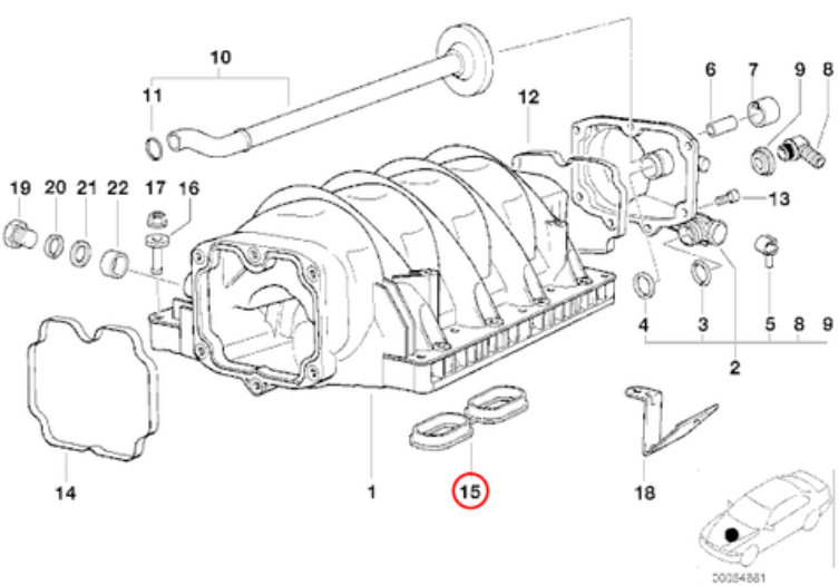 new bmw 5 e34 intake manifold gasket 11611433328 1433328 original