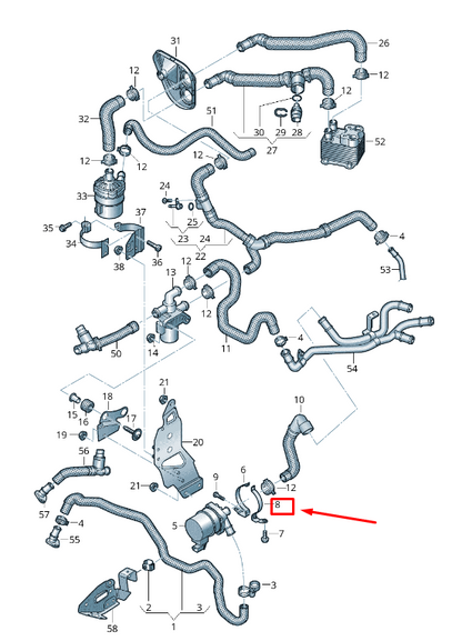 NEW VW TOUAREG CR ADDITIONAL COOLANT PUMP BRACKET 4M0121240AS ORIGINAL