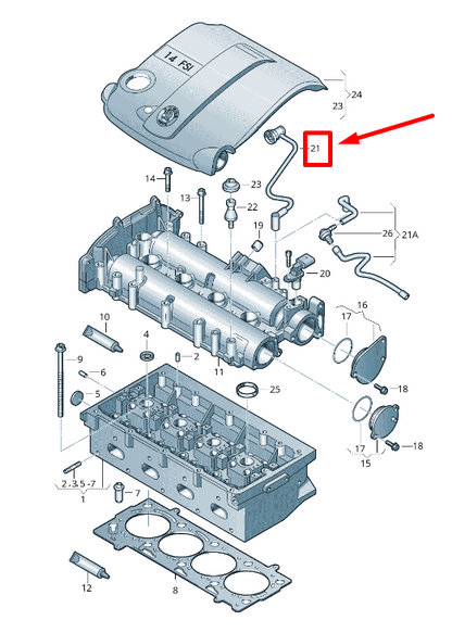 new vw polo 6r,6c cylinder head vent hose 03c103558aa original