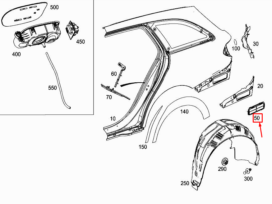 new mercedes-benz e w213 rear left fender vent flap a2138305804 original