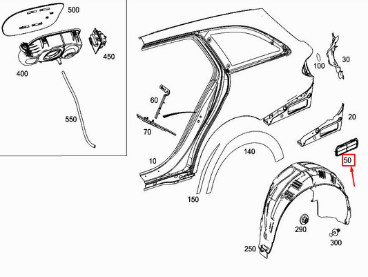new mercedes-benz e w213 rear left fender vent flap a2138305804 original