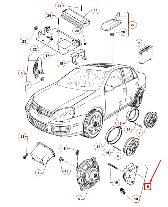 NEW VOLKSWAGEN JETTA A5 RADIO FREQUENCY JUNCTION 1K0035463D ORIGINAL
