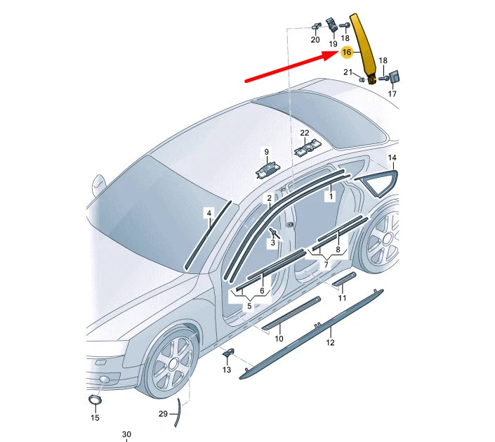 NEW AUDI A7 SPORTBACK 4G8 B-PILLAR OUTER RIGHT TRIM 4G8853290T94 ORIGINAL