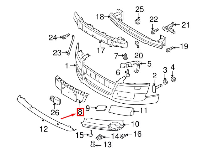 NEW AUDI TT ROADSTER 8J FRONT LICENSE PLATE BRACKET 8J0807285BY9B