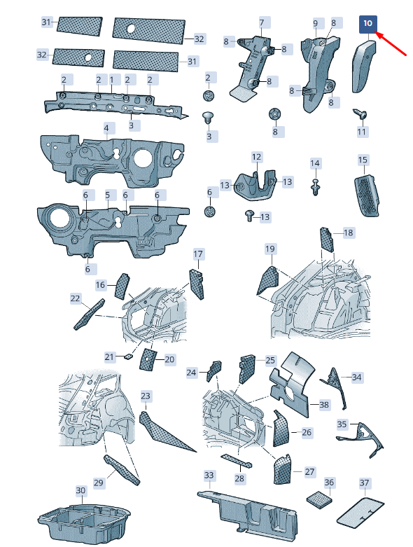 new skoda superb mk3 footrest cover rhd 8v2863129a4pk original