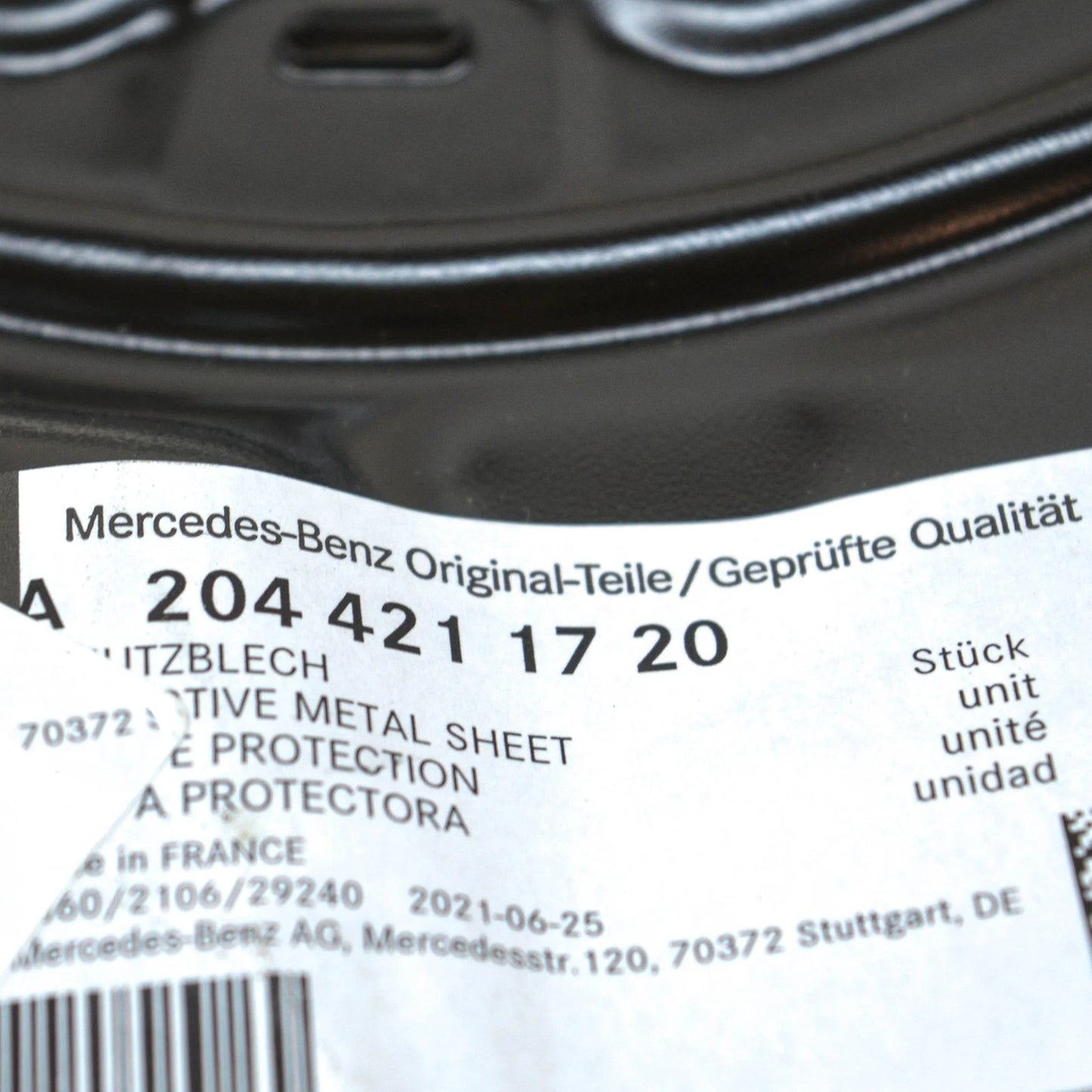 NEW MB C-CLASS W204 REAR LEFT BRAKE PROTECTION PLATE A2044211720 ORIGINAL