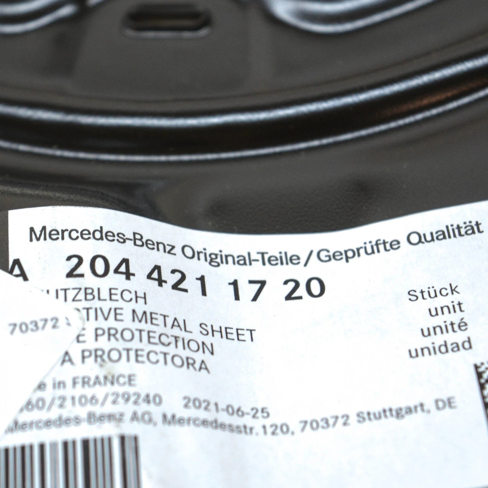 NEW MB C-CLASS W204 REAR LEFT BRAKE PROTECTION PLATE A2044211720 ORIGINAL