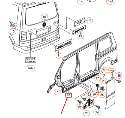 new vw transporter t5 front door sill trim strip self-adhesive 7h0853803