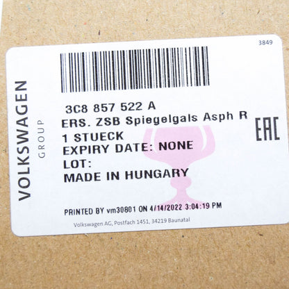 NEW VW EOS 1F7 FRONT RIGHT MIRROR GLASS HEATED 3C8857522A ORIGINAL