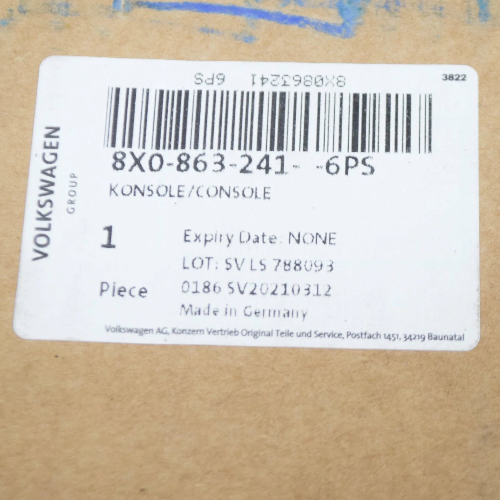 NEW AUDI A1 8X1 CENTER CONSOLE UPPER COVER TRIM 8X0863241 6PS ORIGINAL