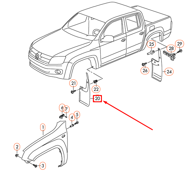 NEW VOLKSWAGEN AMAROK FRONT RIGHT MUD FLAP 2H0821810G9B9 ORIGINAL