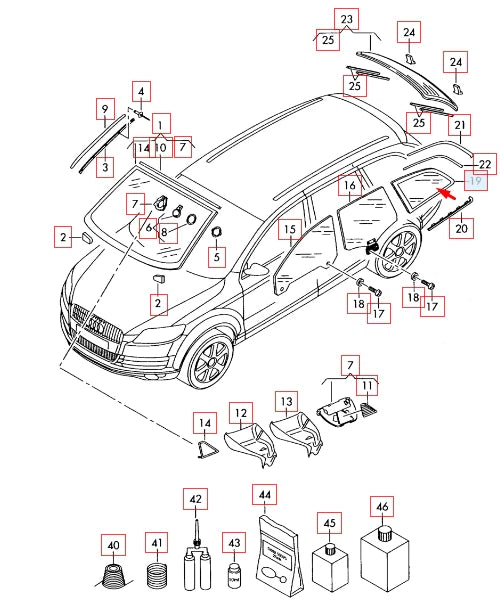 NEW AUDI Q7 4L REAR LEFT SIDE WINDOW QUARTER GLASS 4L0845299DNVB ORIGINAL