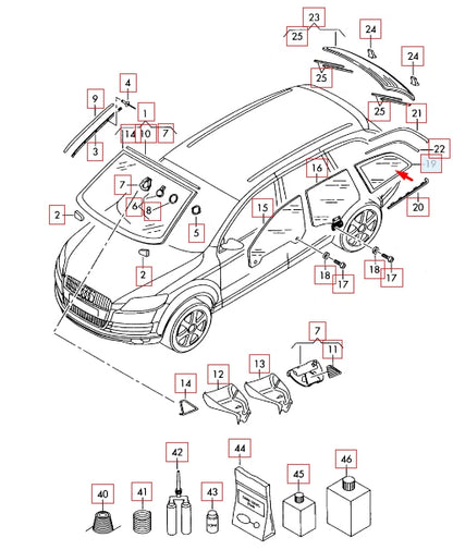 NEW AUDI Q7 4L REAR LEFT SIDE WINDOW QUARTER GLASS 4L0845299DNVB ORIGINAL