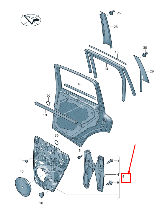 new vw touareg 7p rear right door window regulator 7p6839461a original