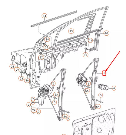NEW VOLKSWAGEN FOX 5Z RIGHT DOOR WINDOW MANUAL REGULATOR 5Z3837502E
