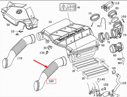 NEW MERCEDES-BENZ SL R230 LEFT AIR INTAKE DUCT HOSE A2720901182 ORIGINAL