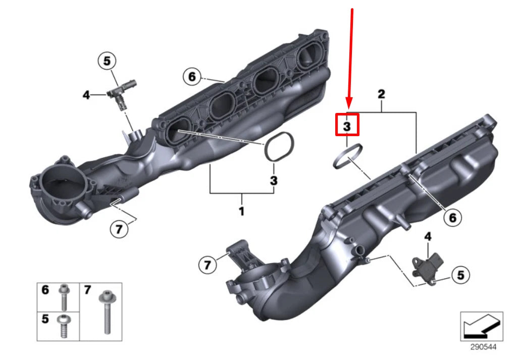 NEW BMW 7 F01, F02 INTAKE MANIFOLD GASKET 11617637306 7637306 ORIGINAL