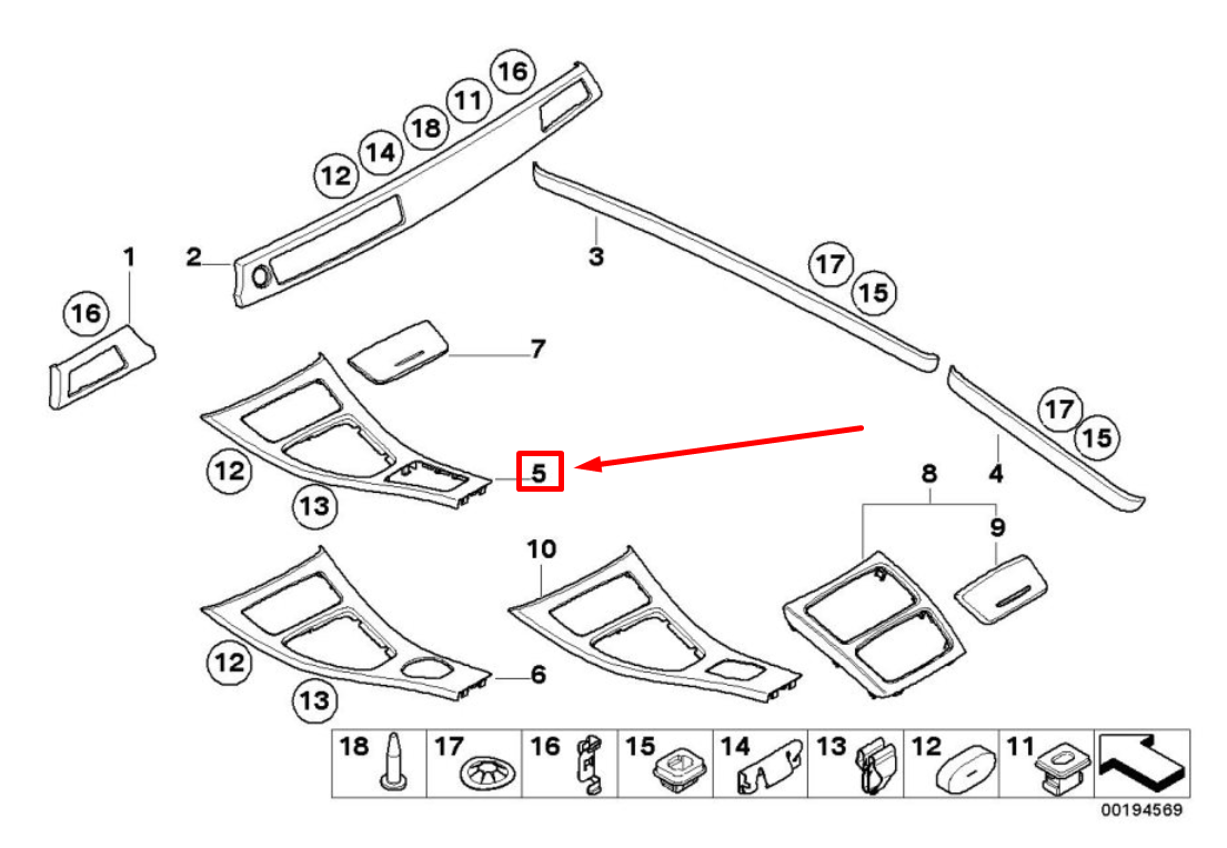 new bmw 3 e90 front center console cover 9197236 51169197236 original
