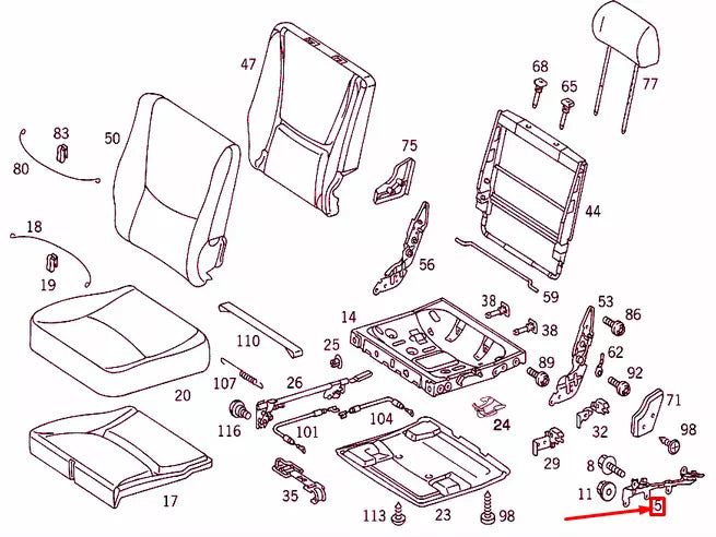 NEW MERCEDES-BENZ ML W163 FOLDING SEAT RIGHT CONSOLE BRACKET A1639300230