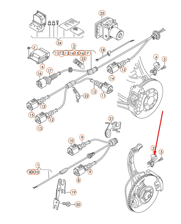 NEW AUDI RS7 4G FRONT LEFT WHEEL ABS SENSOR 4E0927803F