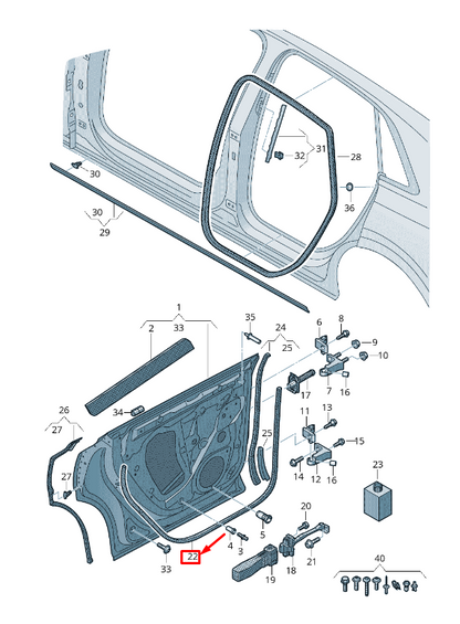 NEW AUDI Q8 4MN REAR RIGHT DOOR SEAL RUBBER 4M8839912 ORIGINAL