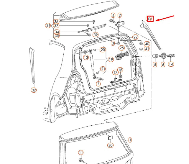 NEW VOLKSWAGEN GOLF MK7 REAR HATCH RIGHT SPOILER 5G6805946C041